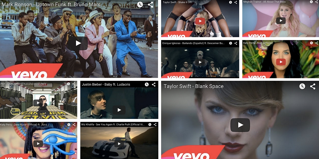 The Ten Music Videos on Youtube with more than 1 Billion Views 