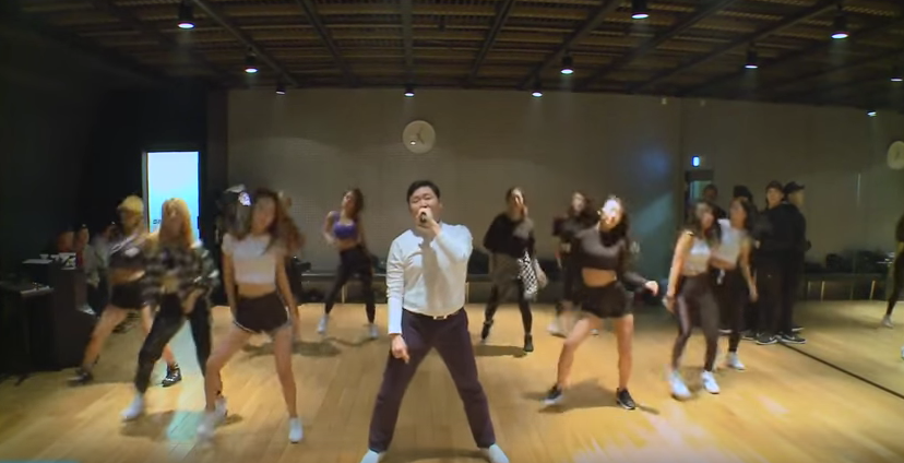 Psy practices his dancing moves